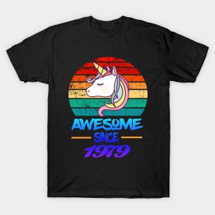 Awesome Since 1979 Funny 40th Birthday Unicorn Lover Gift Idea T-Shirt